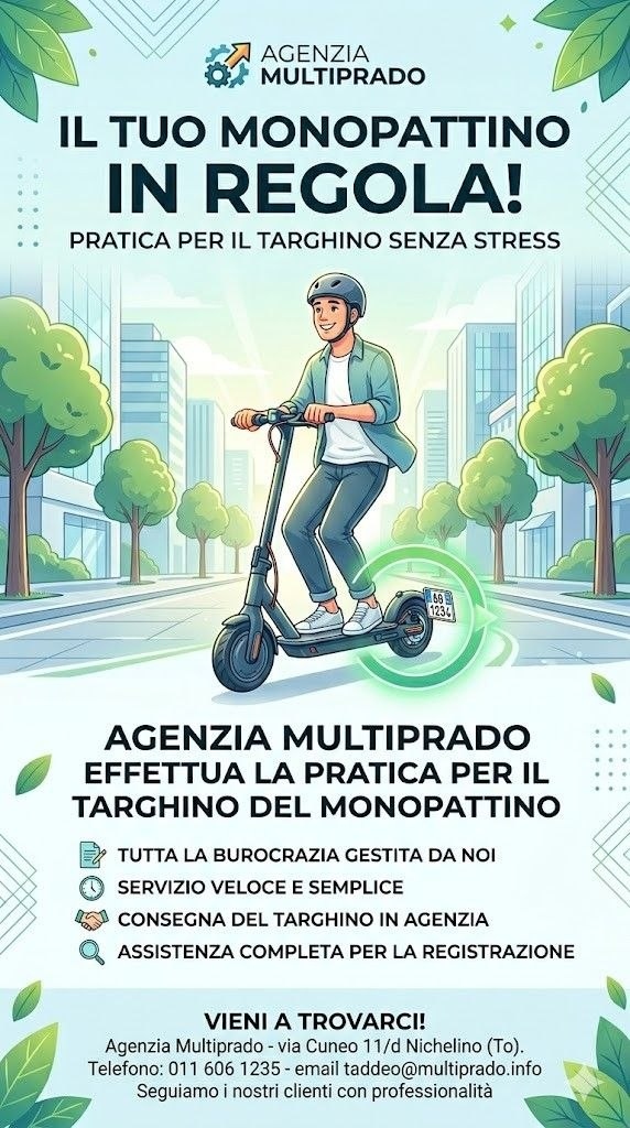 Agenzia Multiprado - Pratica Targhino Monopattino Elettrico